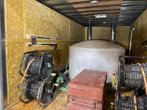 Inside of preasure washer trailer with landa preasure washer units